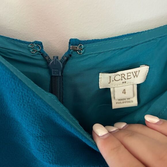 J. Crew Turquoise Taffeta Ruffle Midi Dress - Picture 2 of 4